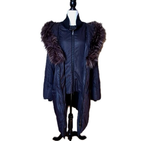 GUESS BY MARCIANO JAYDE Down Puffer Coat Jet Black SIZE LARGE - Picture 7 of 14